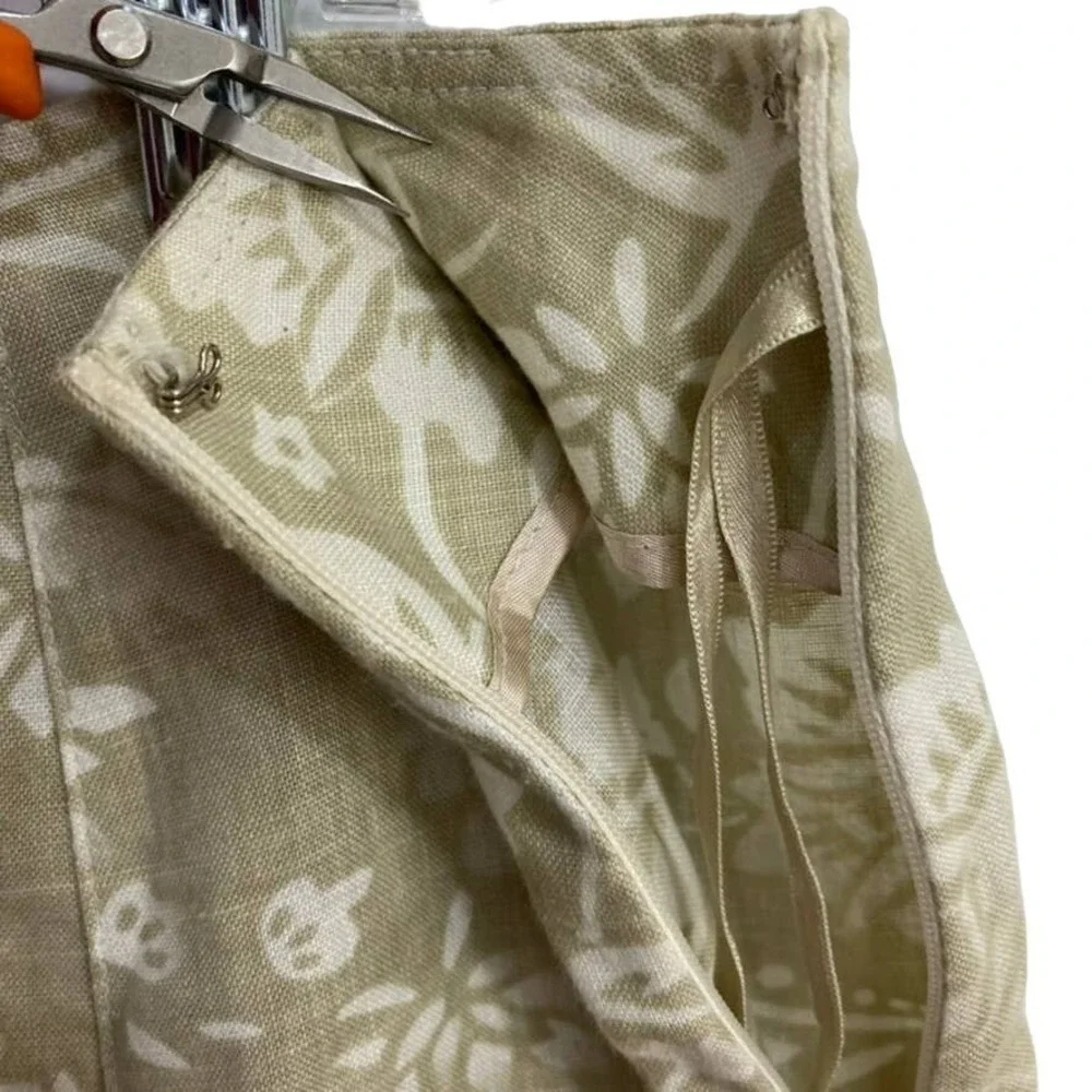 Style & Co Skirt Size 12 Green Floral Linen Maxi A Line Boho Neutral Cottagecore